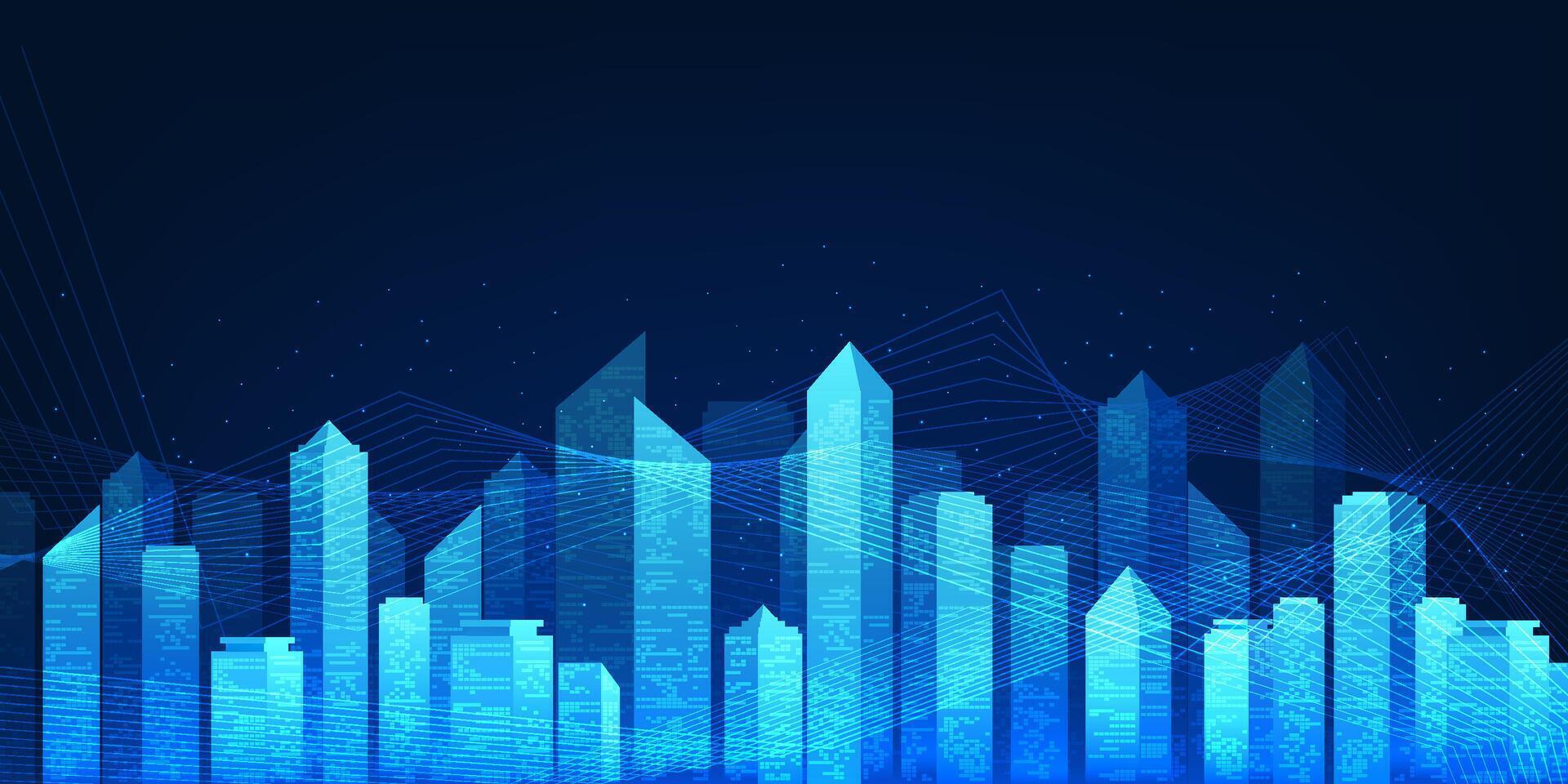 Smart city technology, which is connected with digital data, represents the use of smart city technology to manage and develop cities efficiently in terms of energy, traffic,safety and quality of life vector