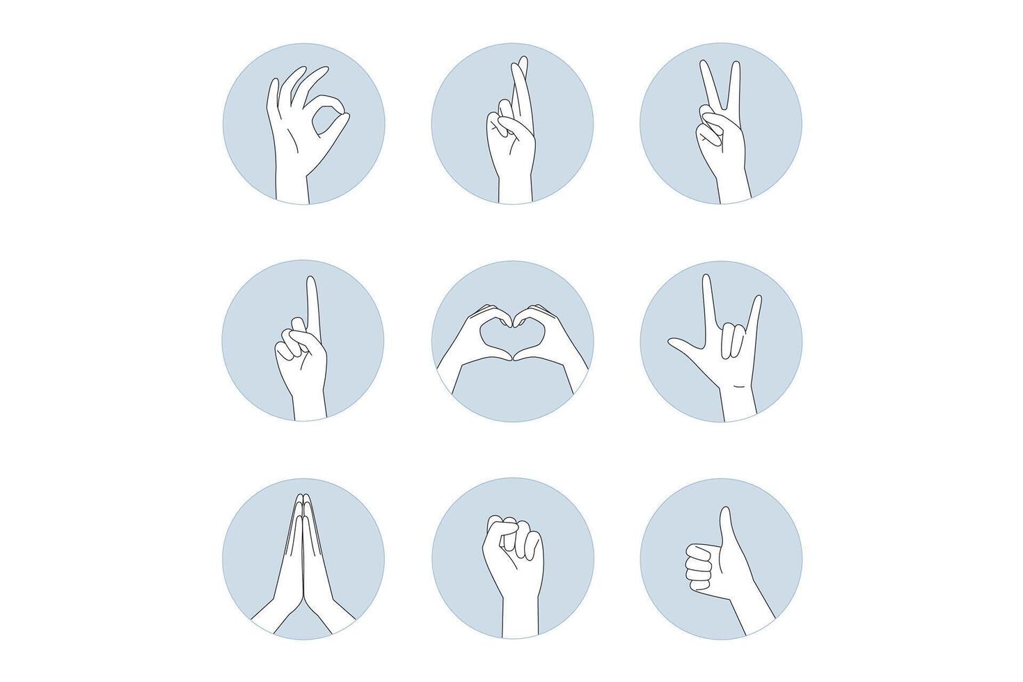 A Variety of Hand Gestures Used for Communication, Expression, and Artistic Displays vector