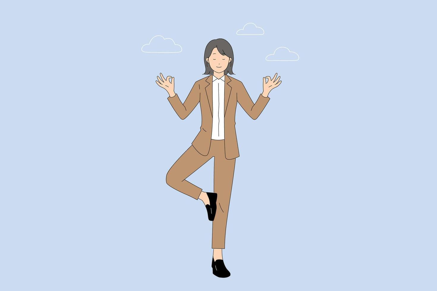 A Professional Woman Wearing a Suit Engaging in Mindfulness Practice for Inner Peace and Focus vector