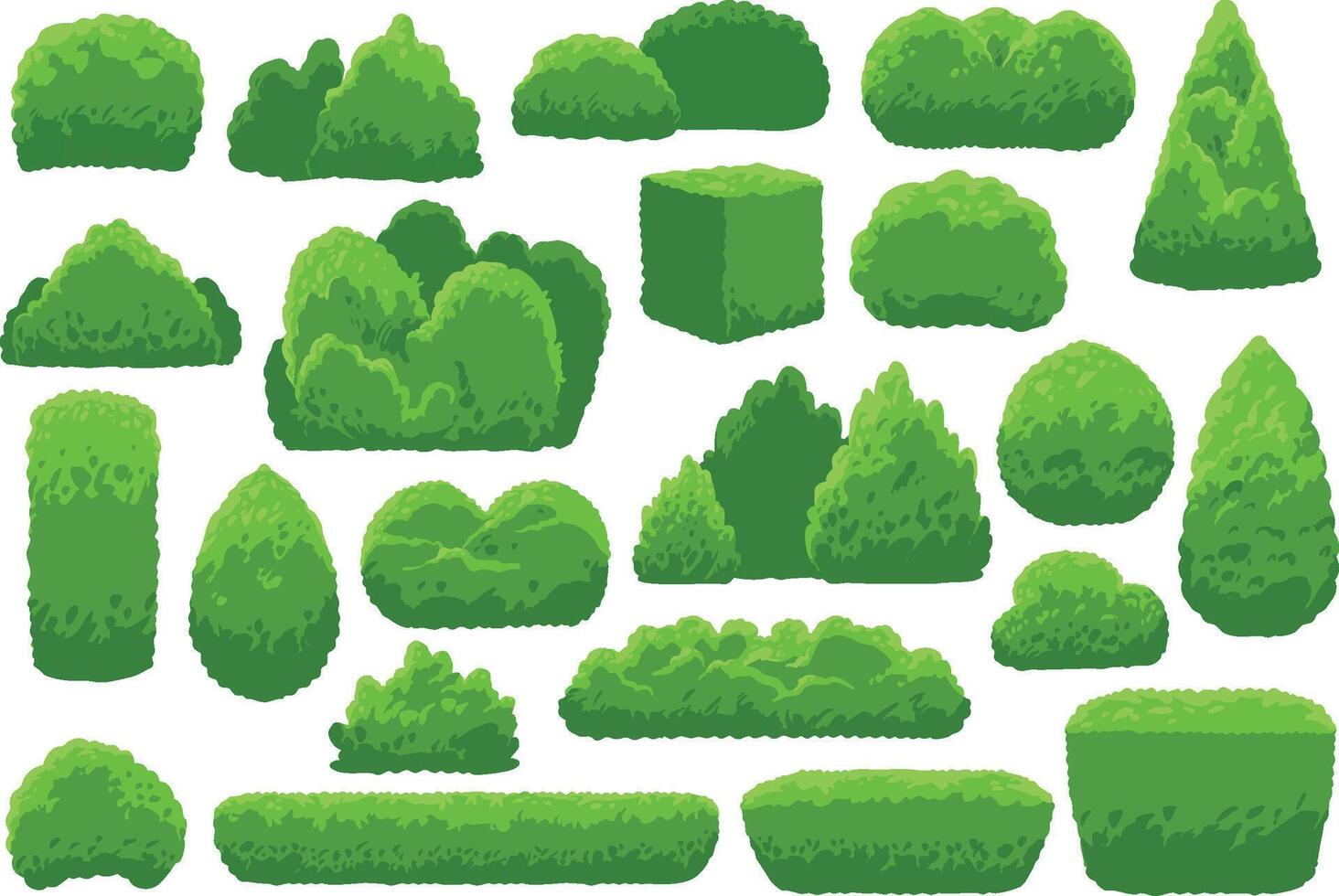 A vibrant assortment of Green Shrubs and Bushes designed for decoration and aesthetics vector