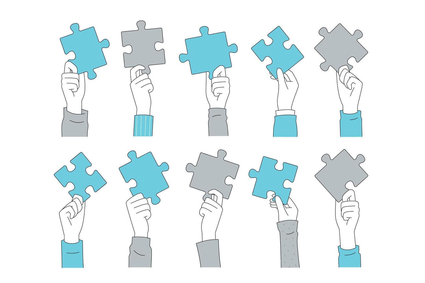 Puzzle Pieces Held Firmly in Hands A Comprehensive Collaboration Concept for All vector