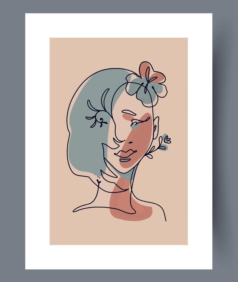An Abstract Portrait featuring Floral Elements crafted in Soft Pastel Colors that evoke serenity vector