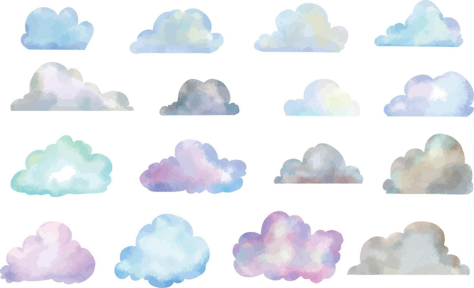 A Beautiful Watercolor Cloud Collection Perfect for Your Creative and Artistic Projects vector