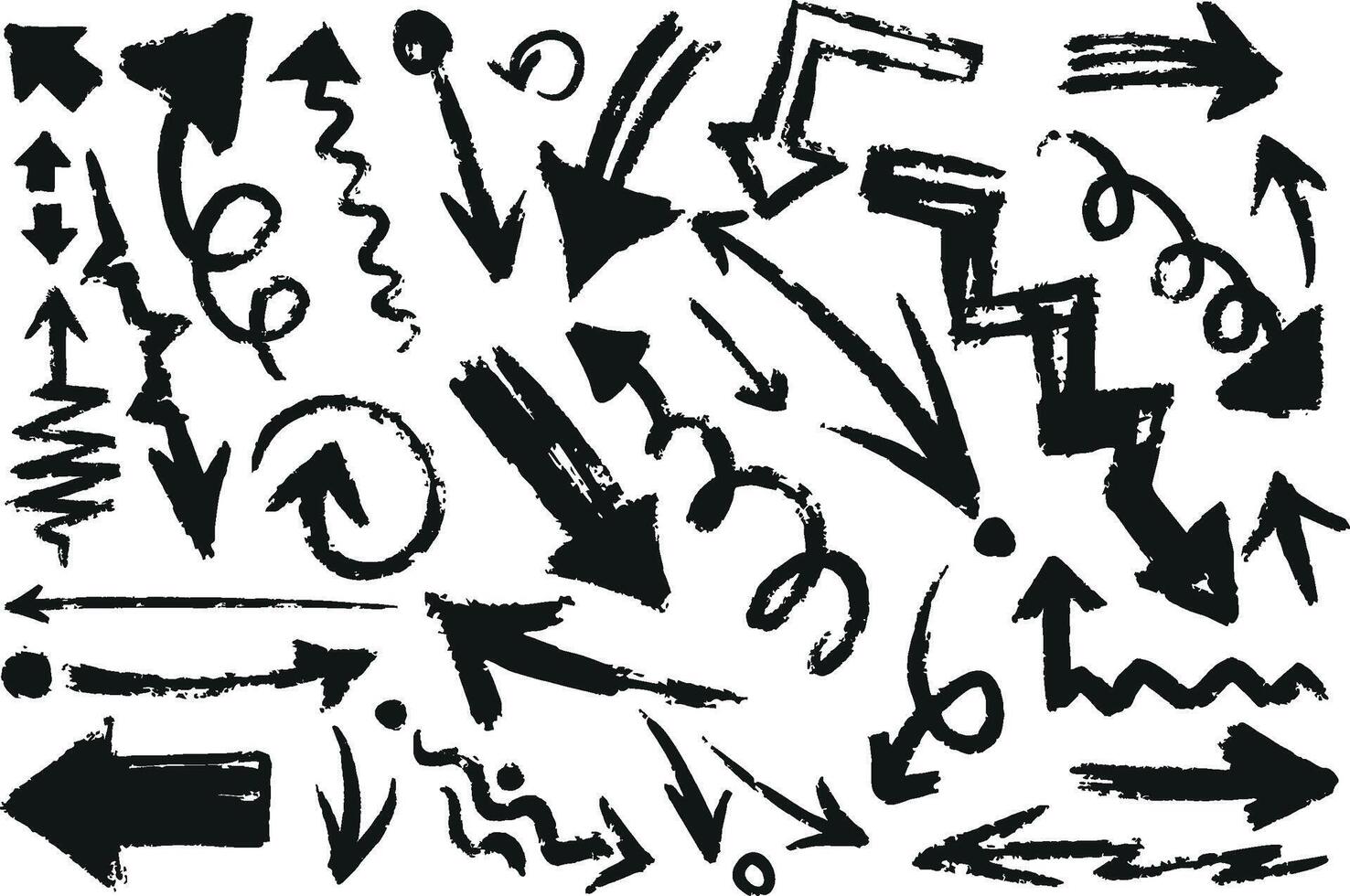 Explore this amazing and dynamic collection of handdrawn arrows perfect for creative projects vector