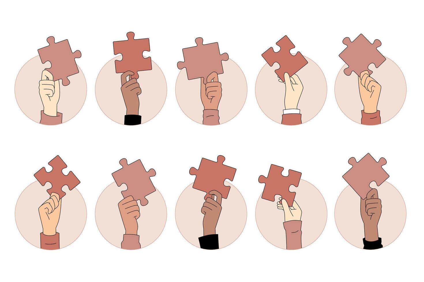 Hands Holding Colorful Puzzle Pieces, Symbolizing Collaboration, Community, and Creativity vector