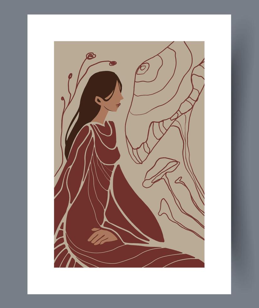 This is an Artistic Representation that beautifully combines elements of Nature and Femininity vector