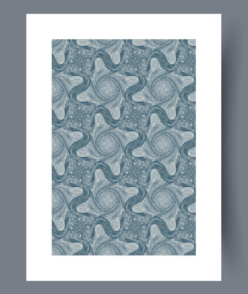 An Intricate and Beautiful Blue Pattern Design Featuring Swirling Motifs and Elements vector