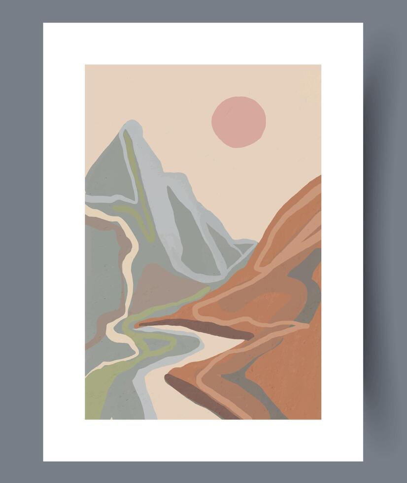 Abstract Landscape Art Featuring Soft Tones and Textures for a Unique Aesthetic Appeal vector