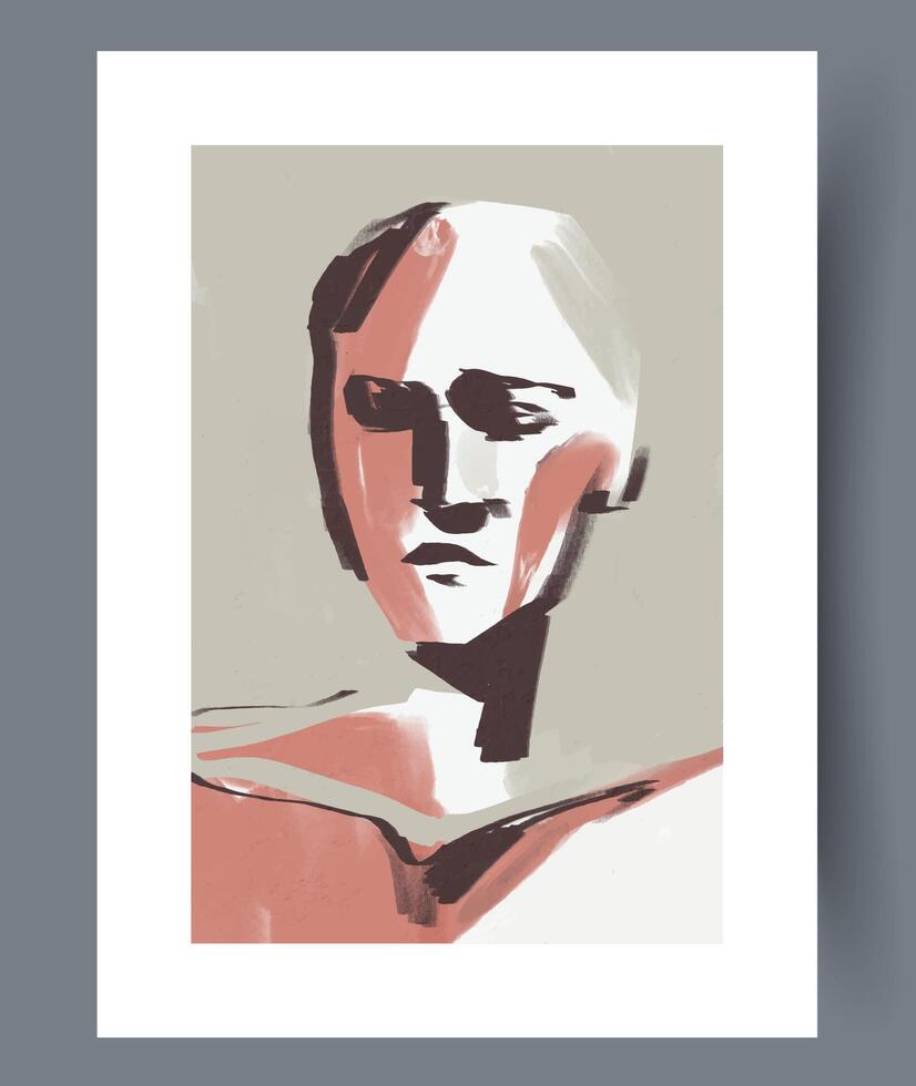 This is an Abstract Portrait that features Soft Colors and is created in a Minimalist Style vector