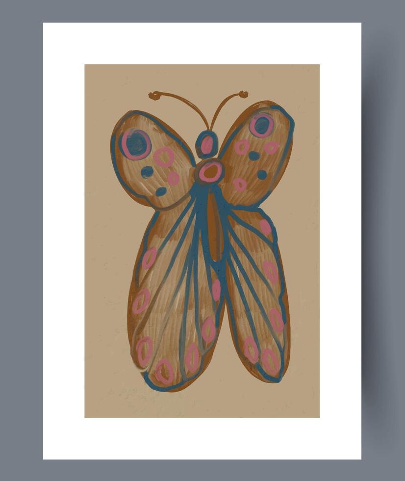 An EyeCatching and Colorful Butterfly Illustration Set Against a Soft Beige Background vector