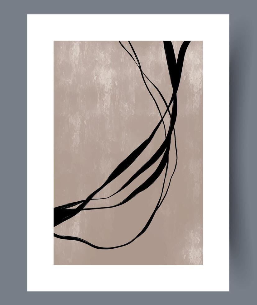Abstract Black Lines on a Soft Beige Background Creating a Unique Visual Experience vector