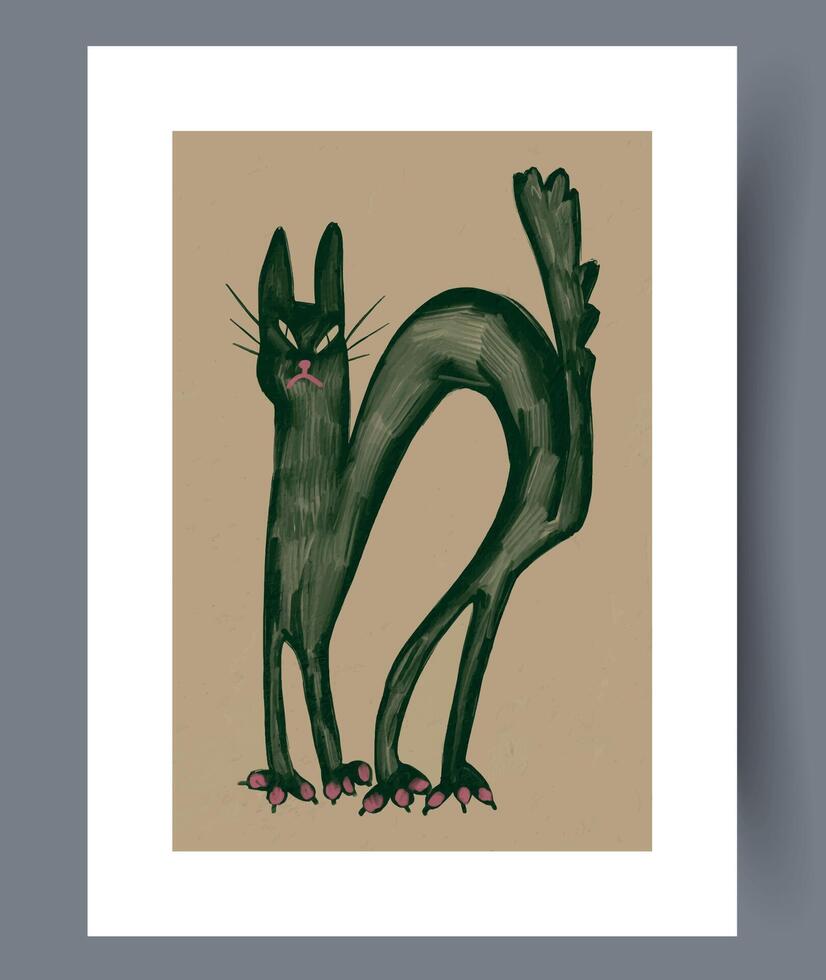 An Abstract Green Cat Illustration Featuring an Exceptionally Unique Design Element vector