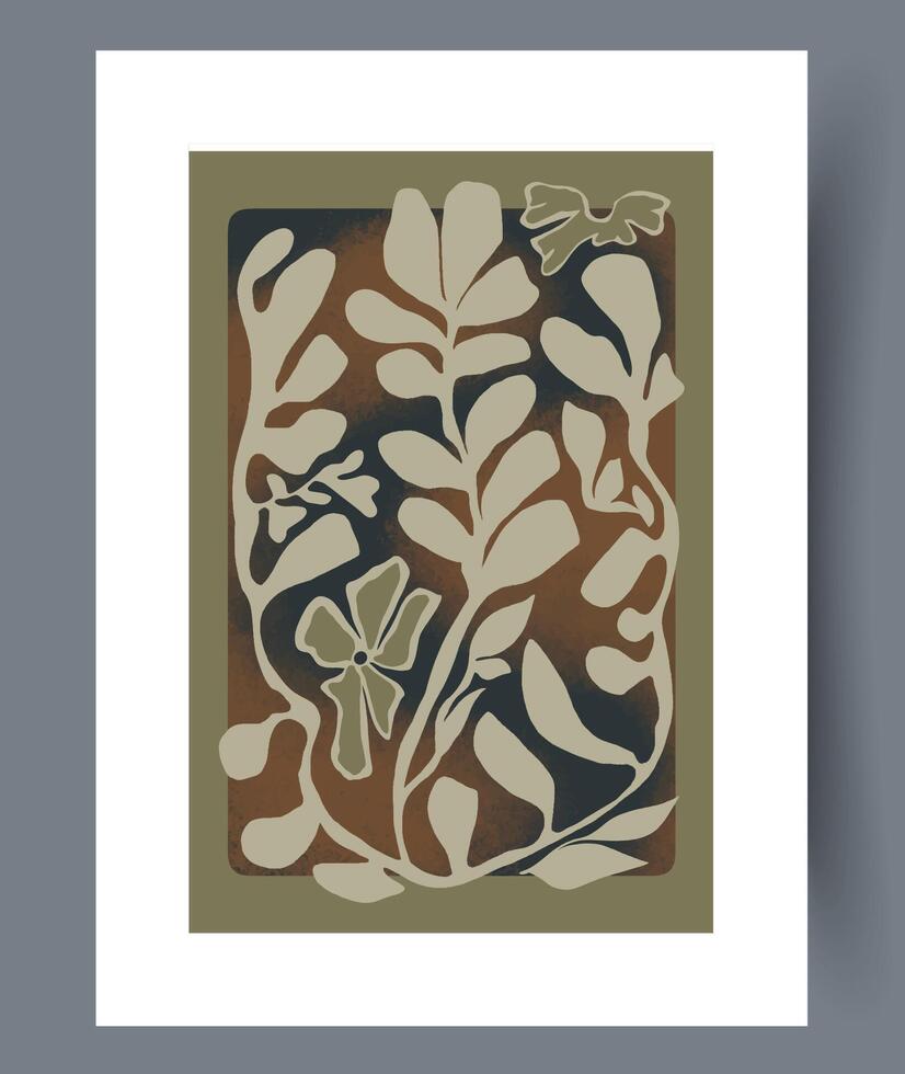 An Elegant Abstract Botanical Illustration Featuring Calm Earthy Tones and Colorful Designs vector