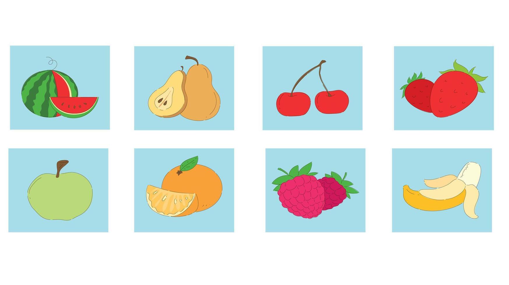 An Exquisite and Colorful Collection of Fresh Fruits Depicted in Vibrant Illustrations vector