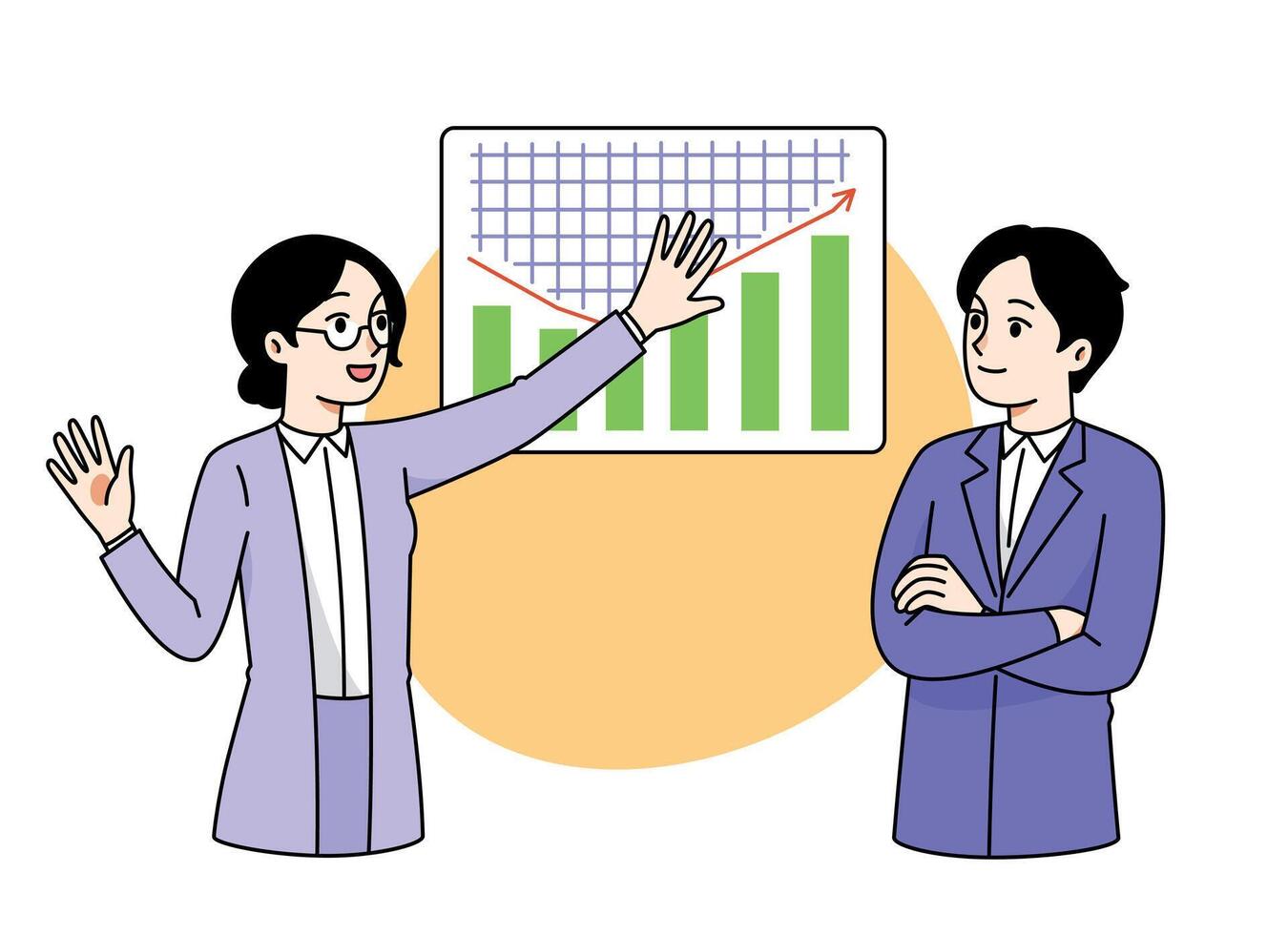 Delivering a Professional Presentation in a Business Meeting Incorporating Comprehensive Charts vector