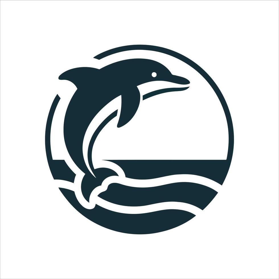 jumping dolphin logo vector
