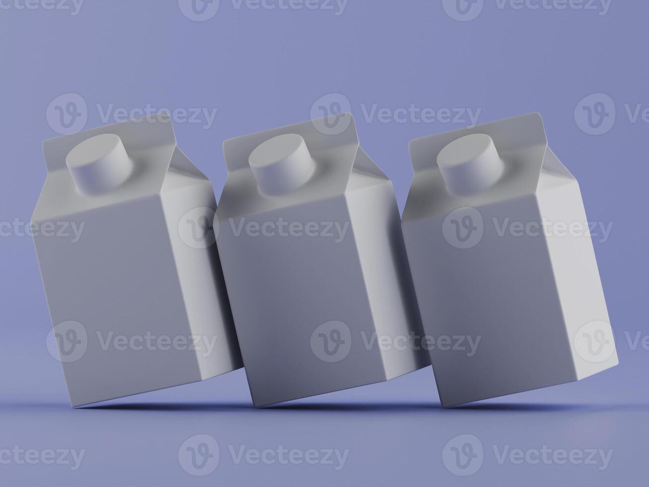 Three modern beverage cartons on lavender background photo
