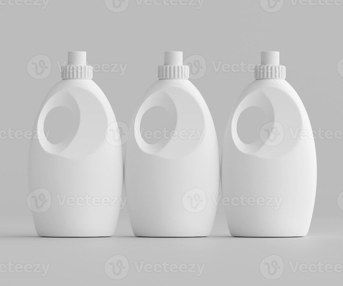 Three white plastic bottles with different shapes photo
