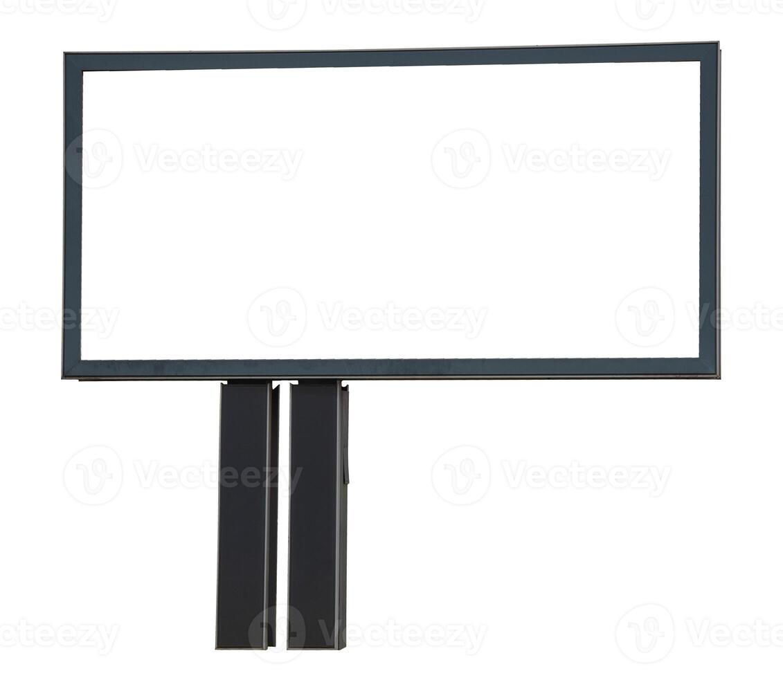 An empty sign structure standing waiting for a new advertisement on a white background. photo