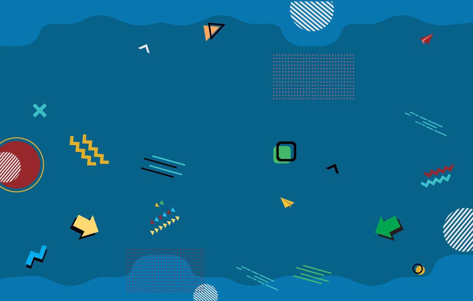 Playful Abstract Geometric Shapes on Teal vector