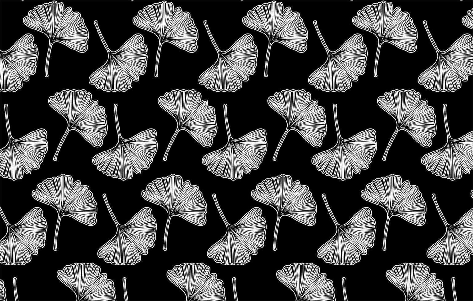 Monochrome Ginkgo Leaf Pattern Design vector