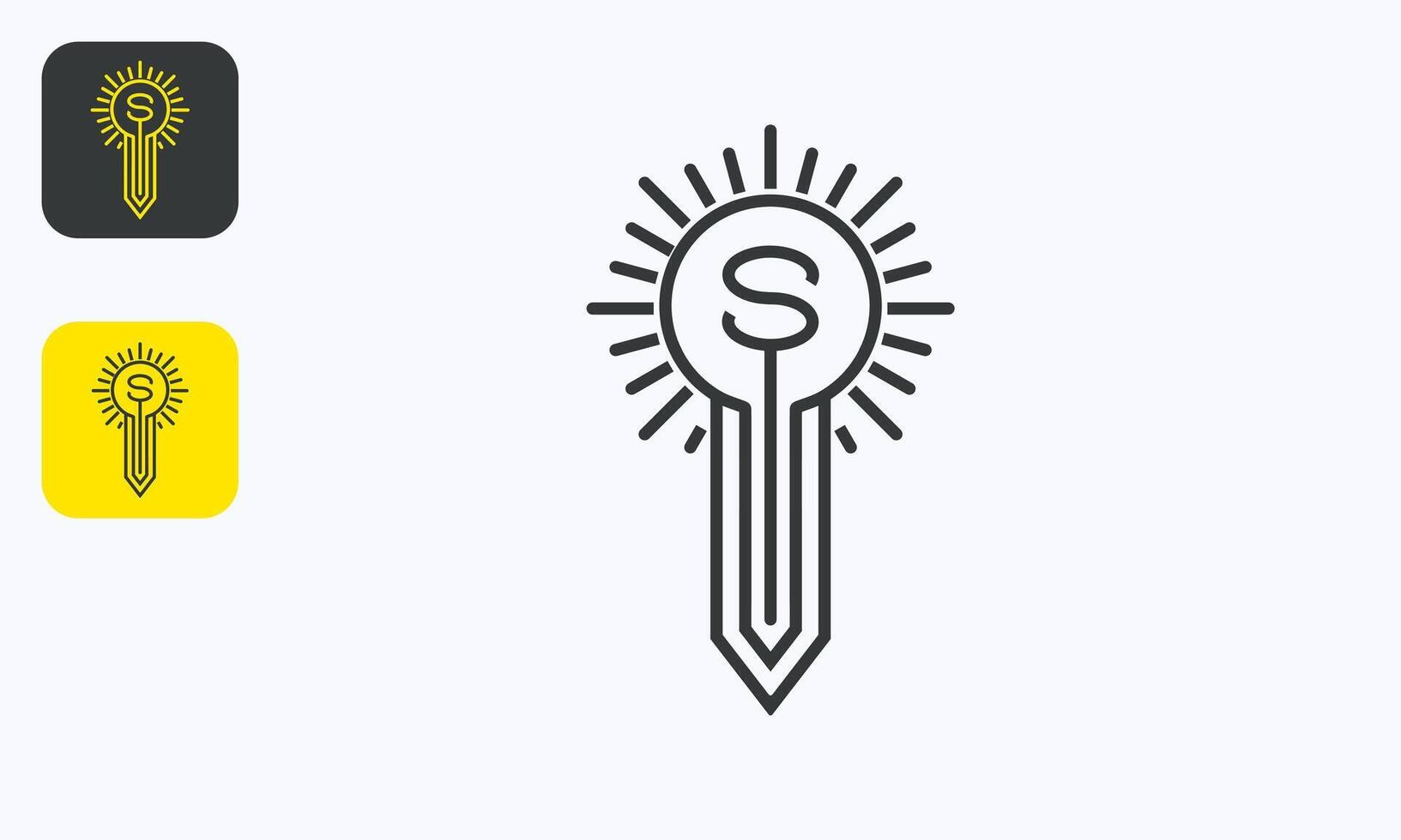 Sun Pencil S Logo Creative Line Art Symbol for Education and Ideas vector