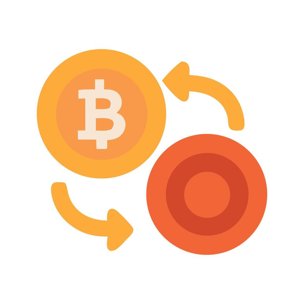 Cryptocurrency Exchange, Bitcoin Conversion Concept Depicting Digital Asset Transfer and Trading vector