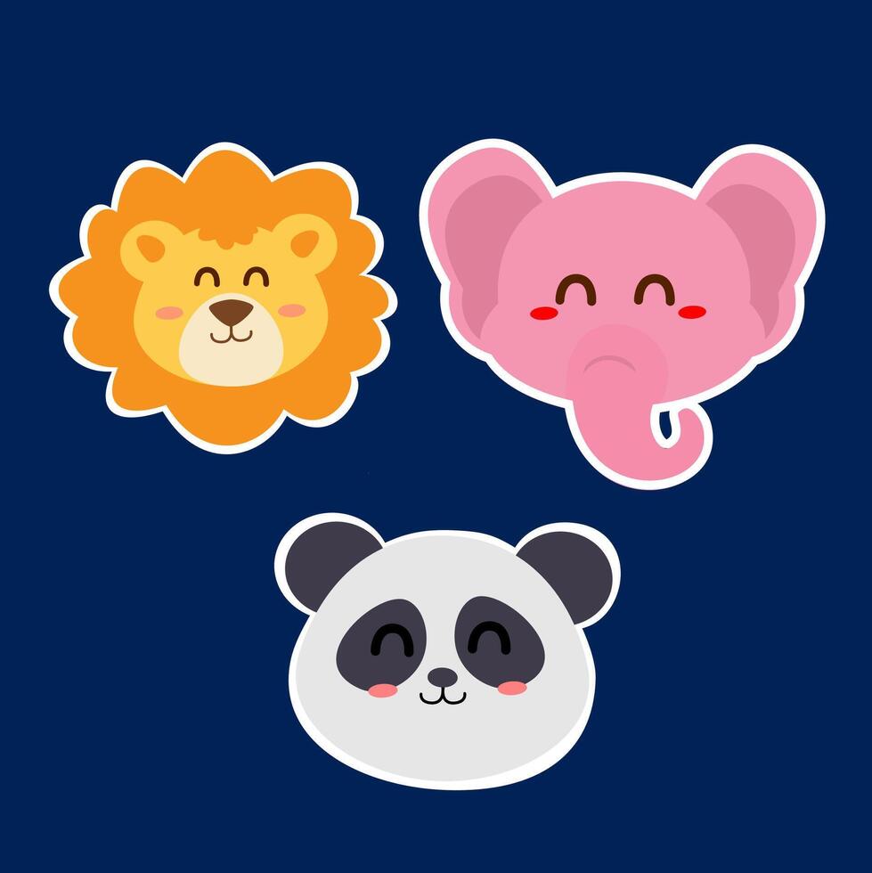 Animal sticker with dark blue background vector