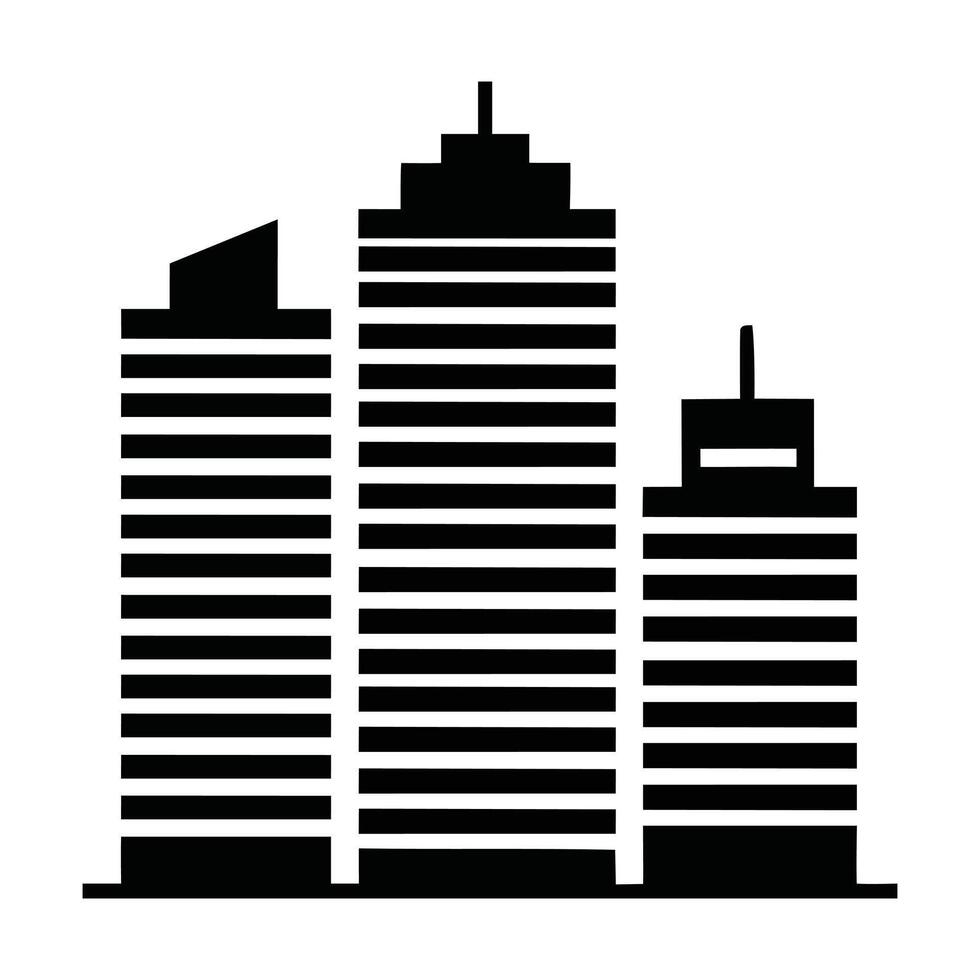 Modern urban architecture silhouette featuring skyscrapers and buildings illustration in black and white vector