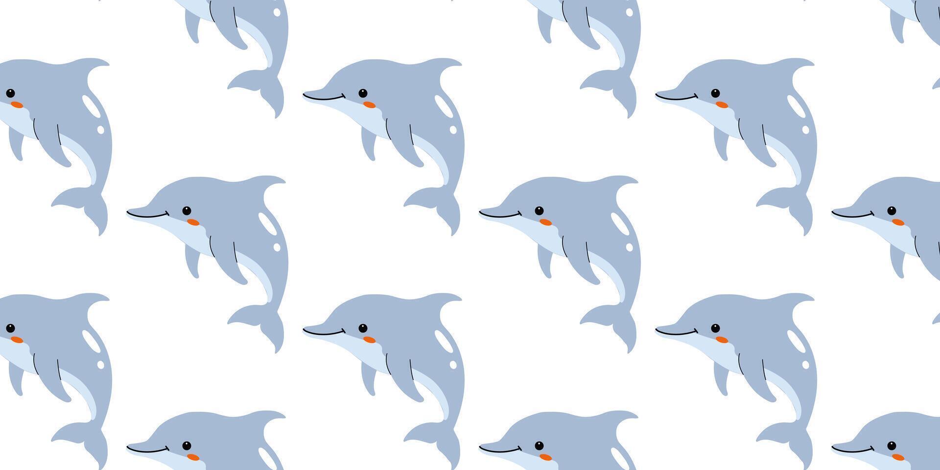 Playful dolphins swimming in a whimsical underwater pattern for children's decor vector