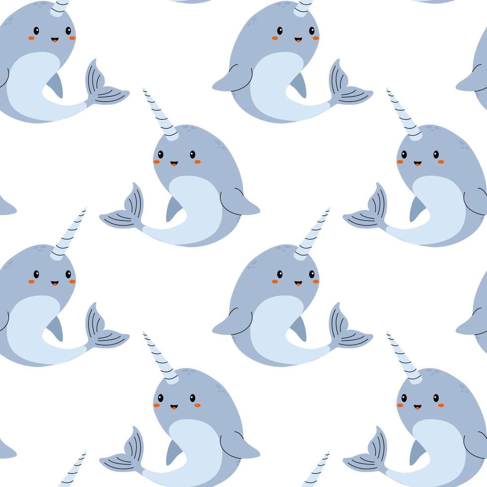 Cute narwhal characters in playful underwater design with soft colors and cheerful expressions vector