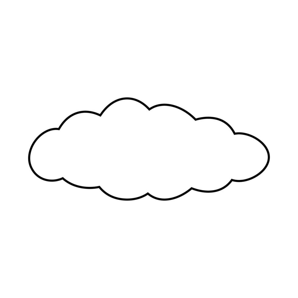 A fluffy cloud floats in a clear blue sky, forming a clean and minimalistic design. The cloud's outline is clear, emphasizing its shape against the background. vector