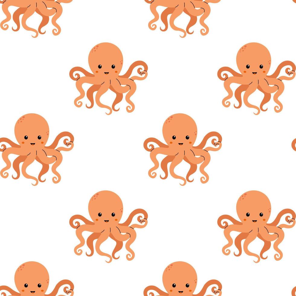 Cute illustration of smiling octopuses on a white background in a playful and colorful design suitable for children vector