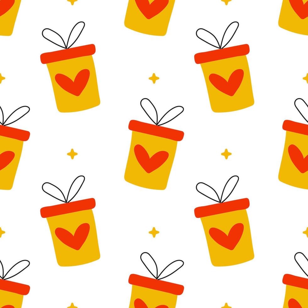 Colorful Gift Baskets adorned with Hearts A Fun and Playful Pattern Design for Everyone vector