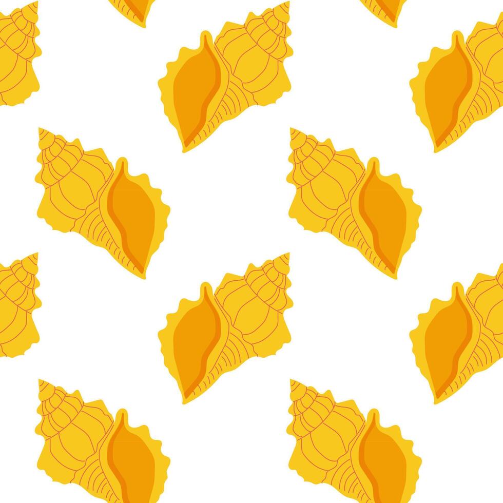 Colorful yellow shells arranged in a repetitive pattern on a white background creating a vibrant and cheerful design vector