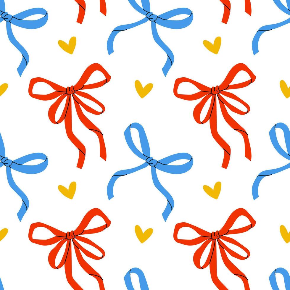 A vibrant and colorful pattern featuring cheerful ribbons and hearts that symbolize joy vector