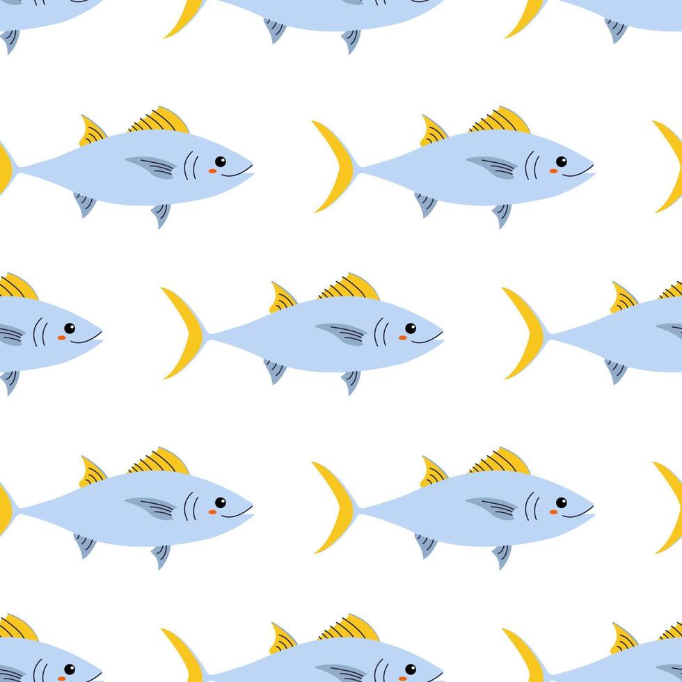 Repeating pattern of colorful fish swimming in a playful design on a clean background vector