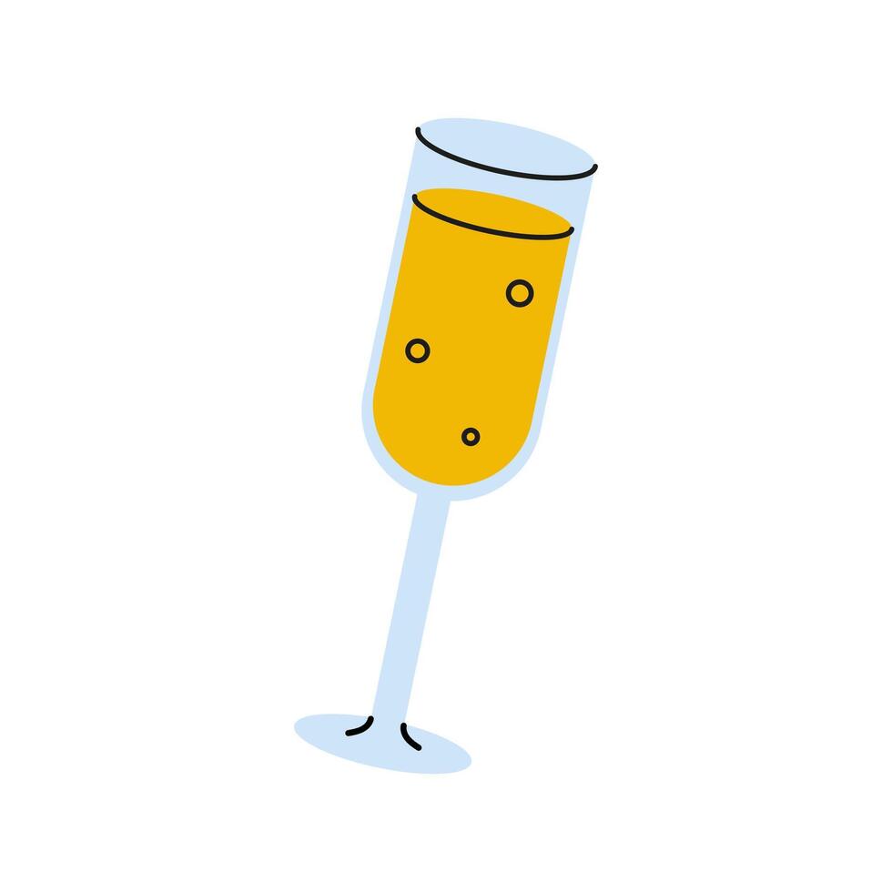 Champagne glass with sparkling drink on a white background representing celebration and joy vector