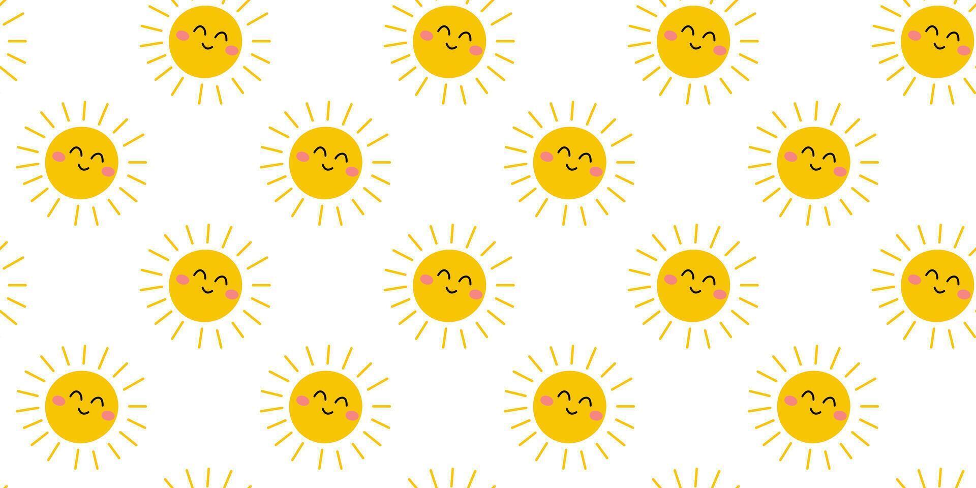 Cheerful sun patterns brighten up any space for a joyful atmosphere during summertime or festive occasions vector