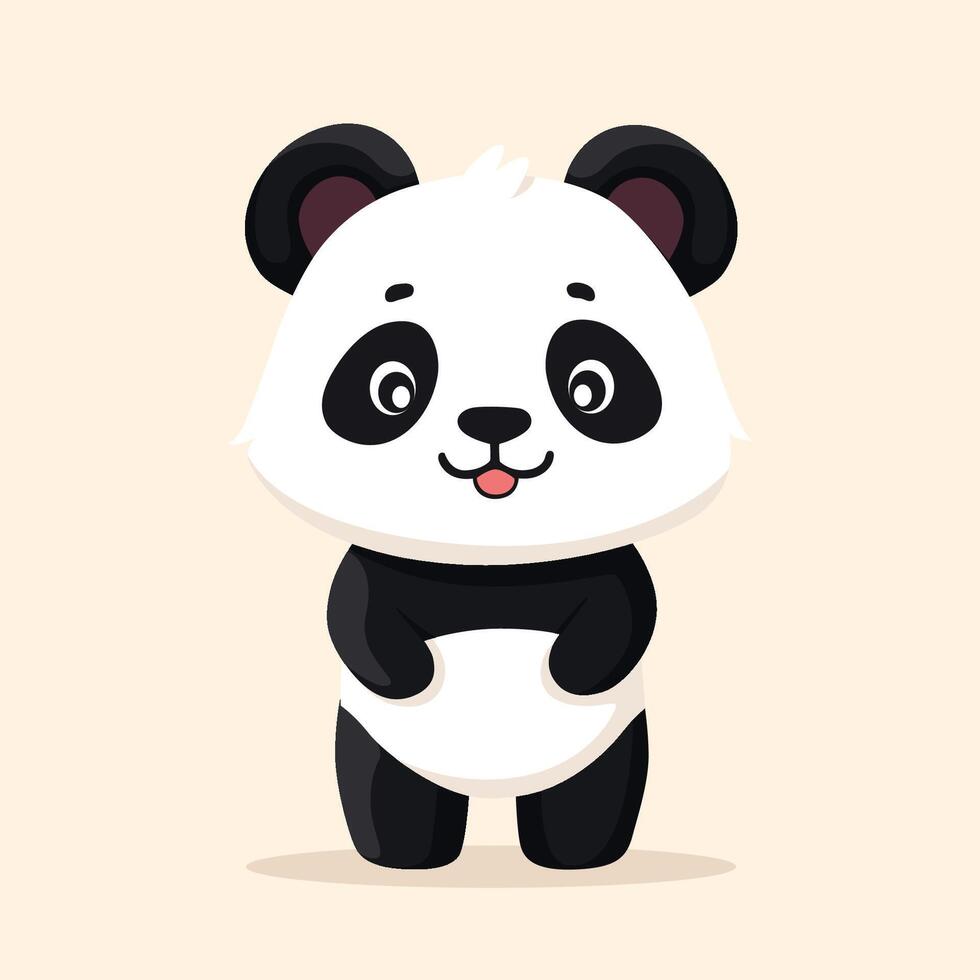 Cute Panda Character Stands Smiling vector