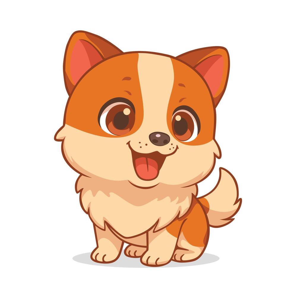 Happy Puppy Stands Cheerfully Smiling vector
