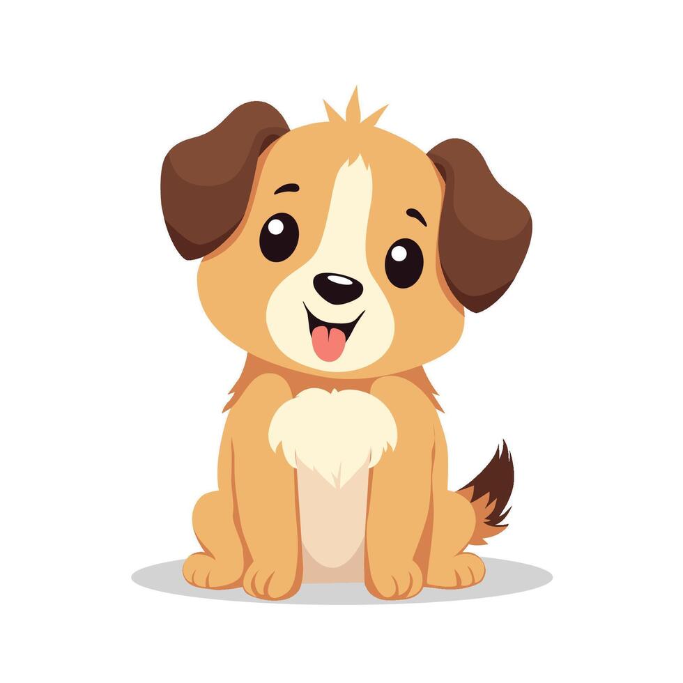 Cartoon Dog Sitting Happy Expression vector