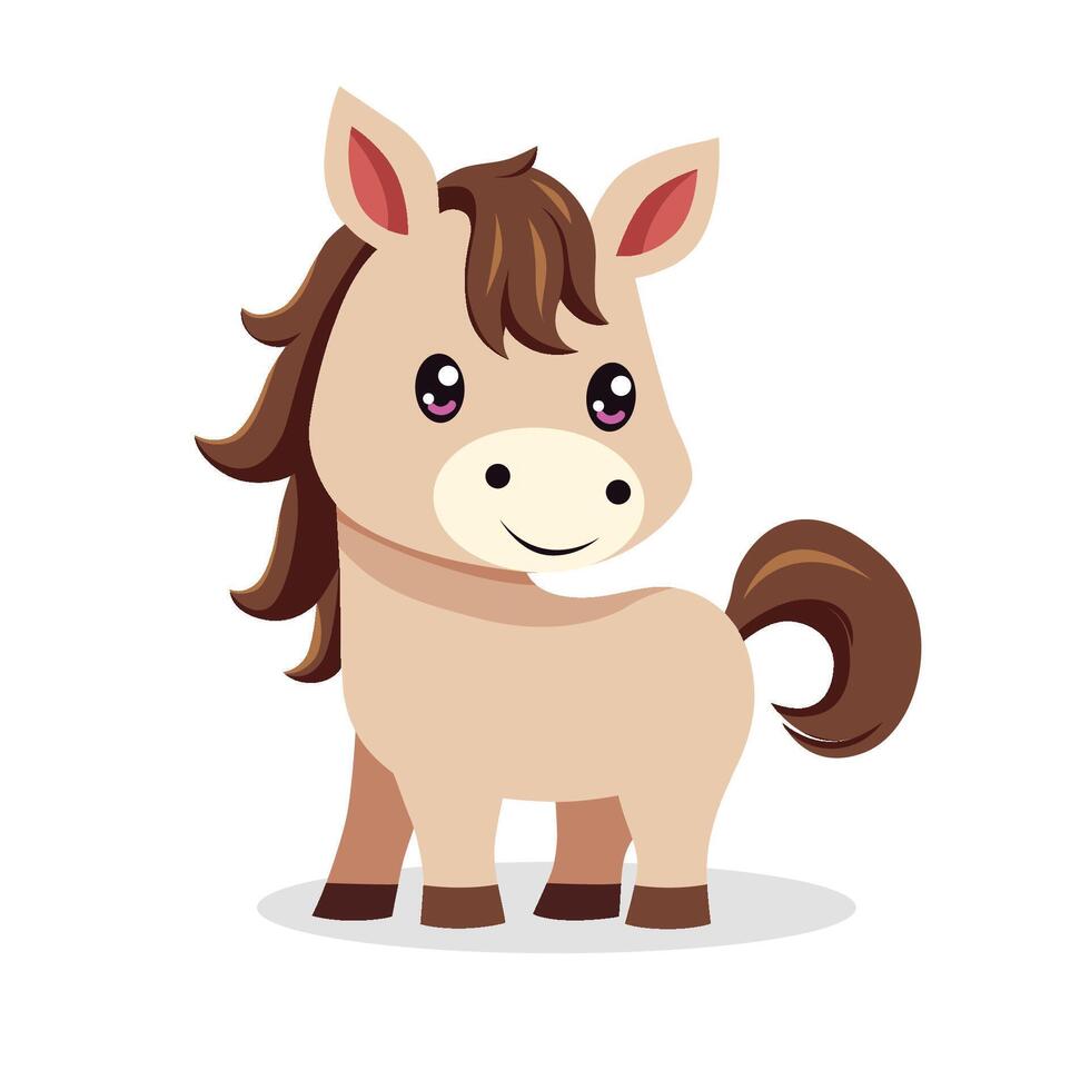 Cute Cartoon Pony With Big Eyes vector
