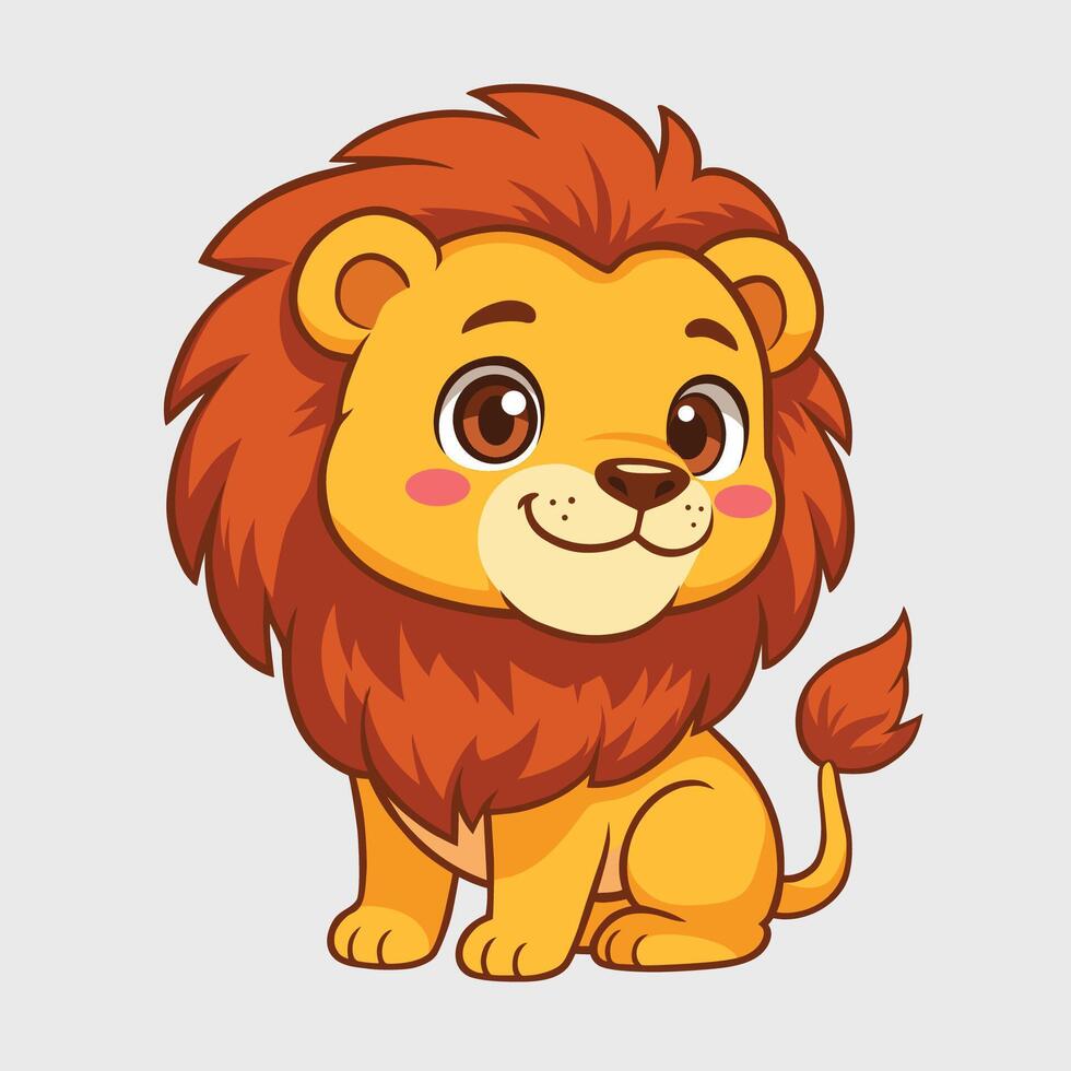 Smiling Cartoon Lion Cub Sitting vector
