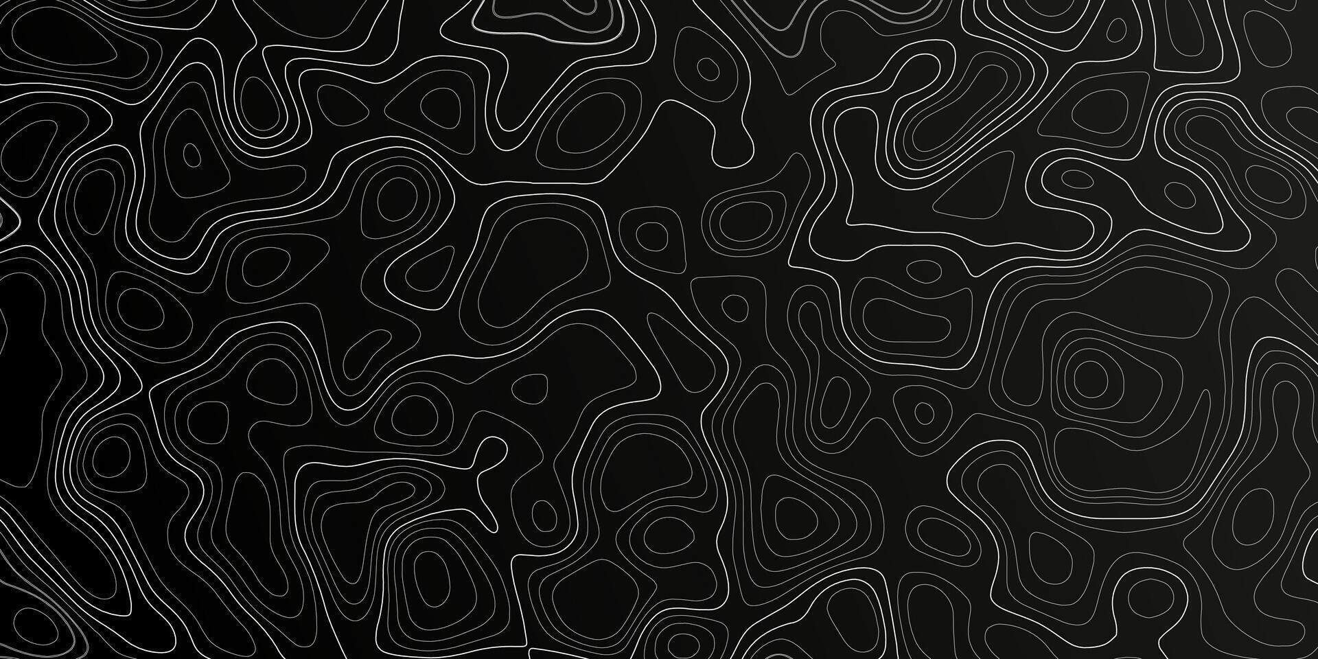 Abstract contours create a dynamic visual representation of a topographic landscape in black and white tones vector