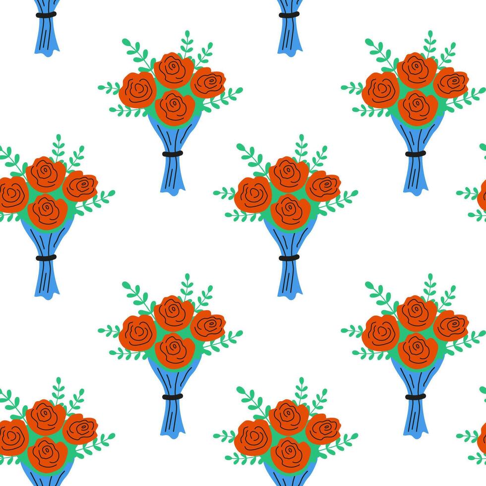 A Beautiful and Vibrant Floral Bouquet Pattern Design That Is Visually Appealing and Colorful vector