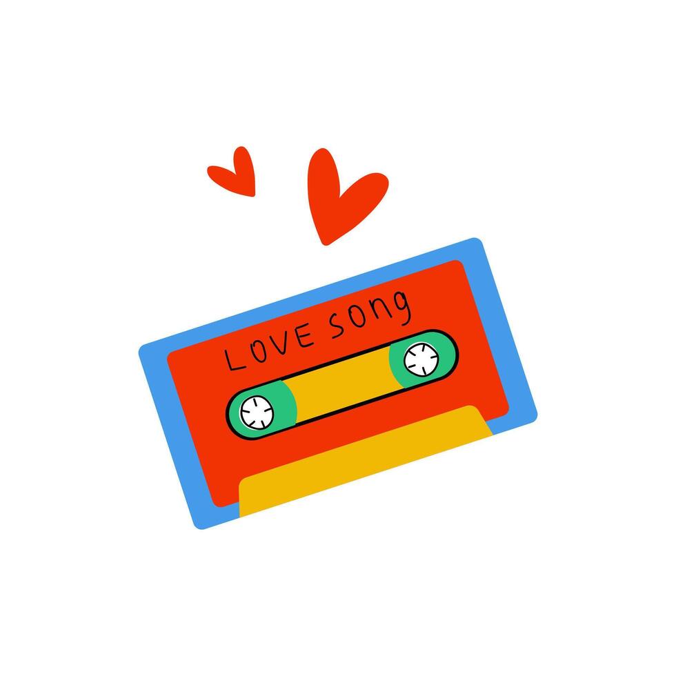 A retro love song cassette tape illustrating romance and nostalgia with its design vector