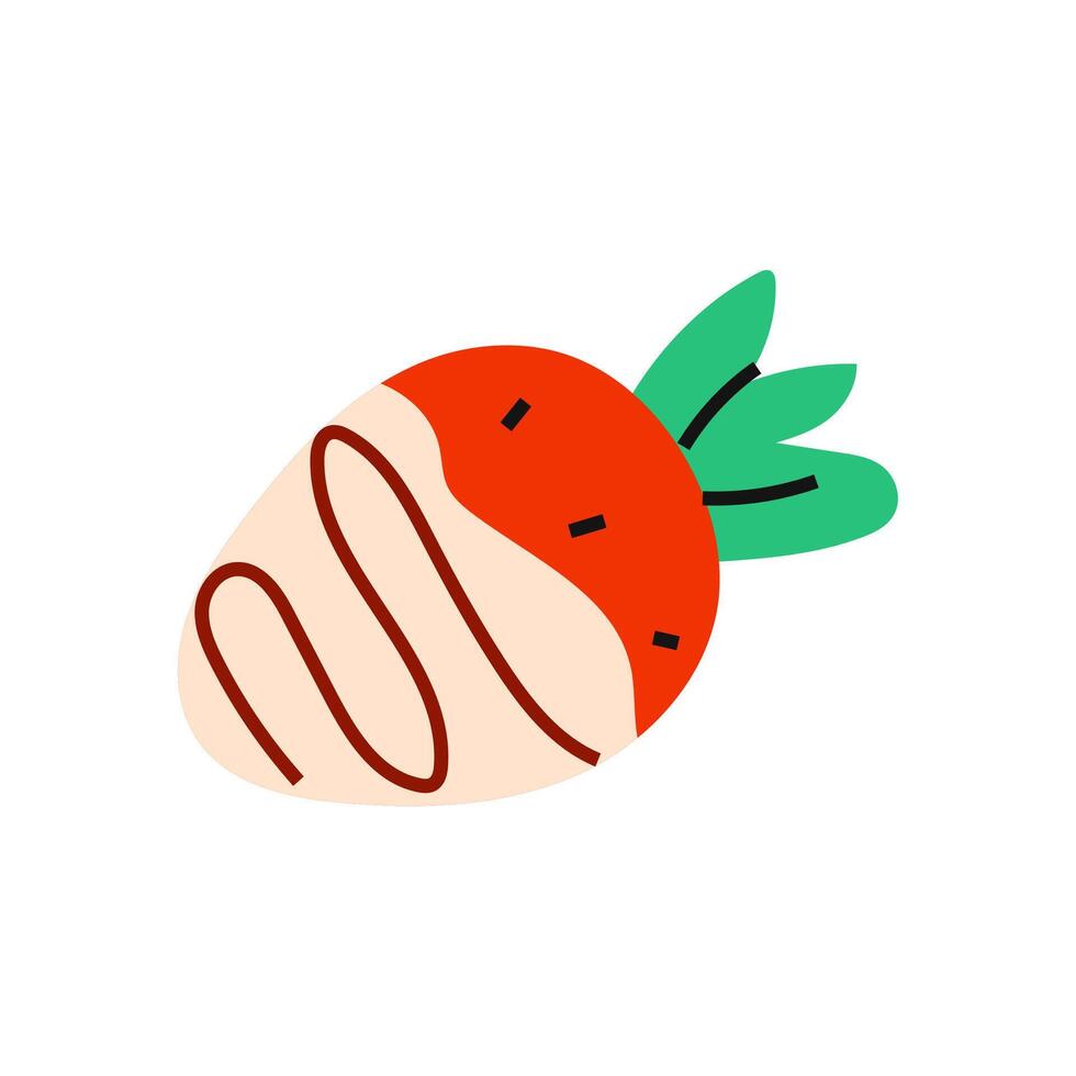 Deliciously illustrated strawberry with cream and green leaves for a vibrant design element vector