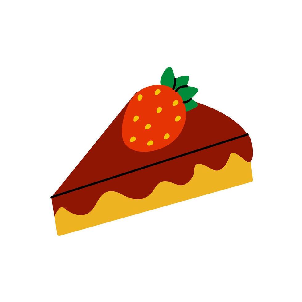 Delicious strawberry chocolate cake slice on a plain white background perfect for dessert lovers vector