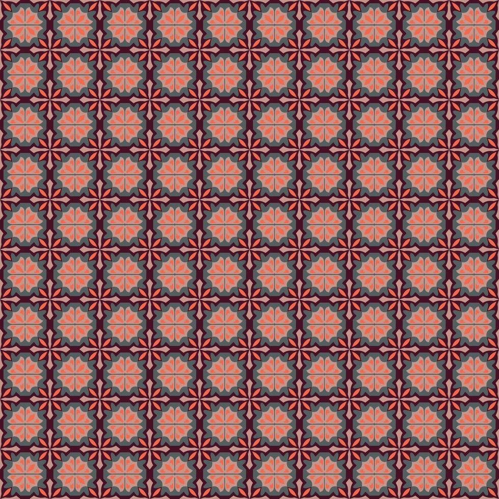 A seamless pattern with red and blue flowers vector